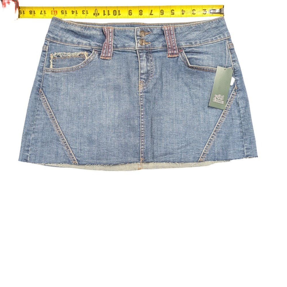 ⭐B3 Wild Fable Cut Off Style Jean Skirt Red Stitching Size Medium Stretchy NWT